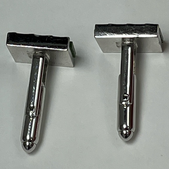 VTG Dante Jade Jadite Cuff Links Men’s cufflinks vintage silver green - Picture 8 of 12